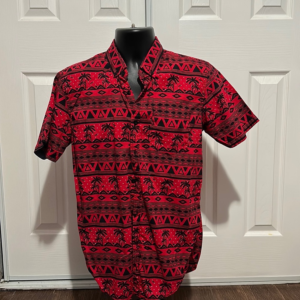 Carbon Tribal Beach Hawaiian Shirt, S-long